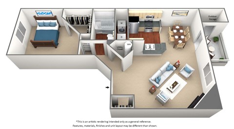 1 Bed 1 Bath Floor Plan at BrookStone Village, Ohio, 45209